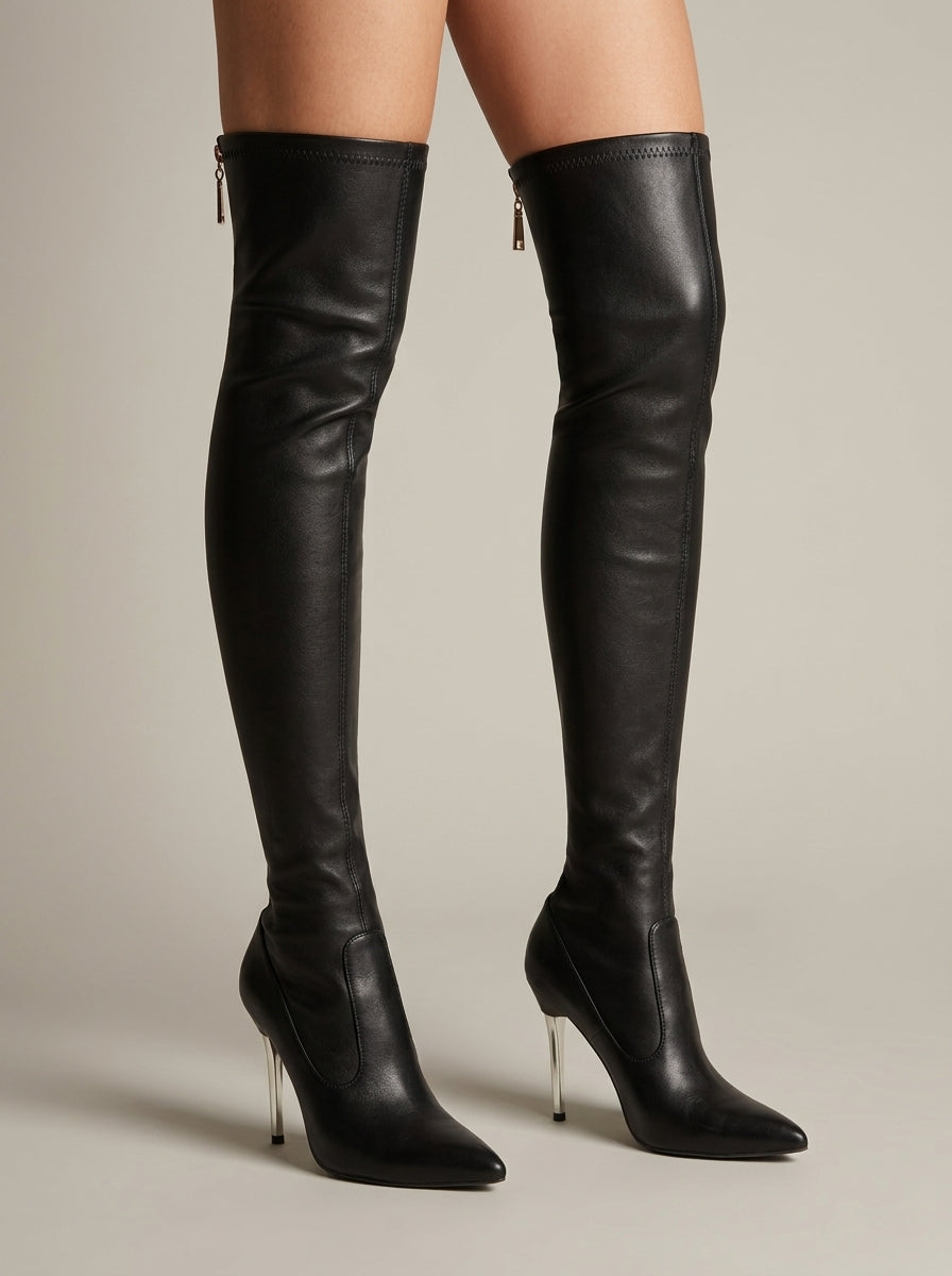 Women's Over-the-Knee Boots Pointed Toe Stiletto Heel Back Zip