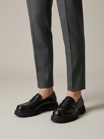 Men's Penny Loafers Slip-On Chunky Platform Sole