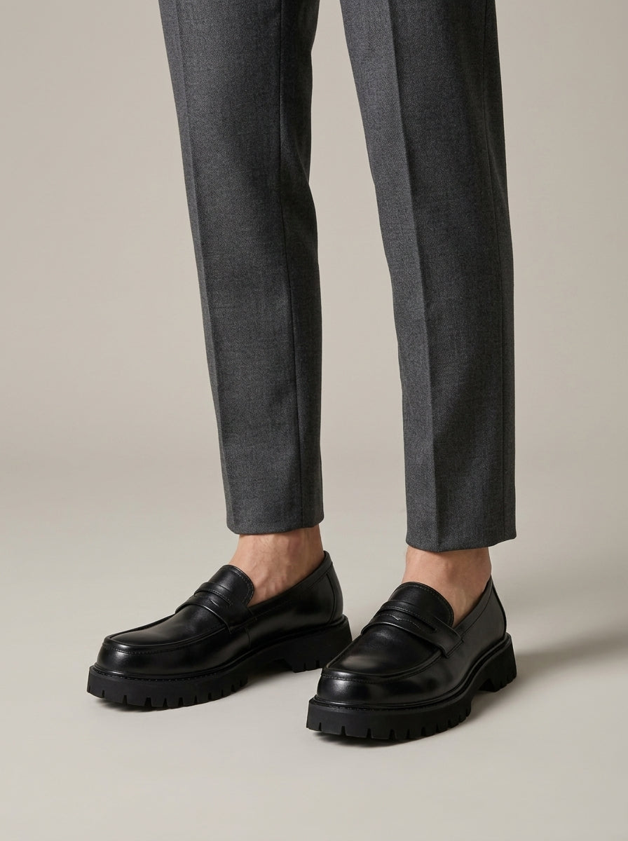 Men's Penny Loafers Slip-On Chunky Platform Sole