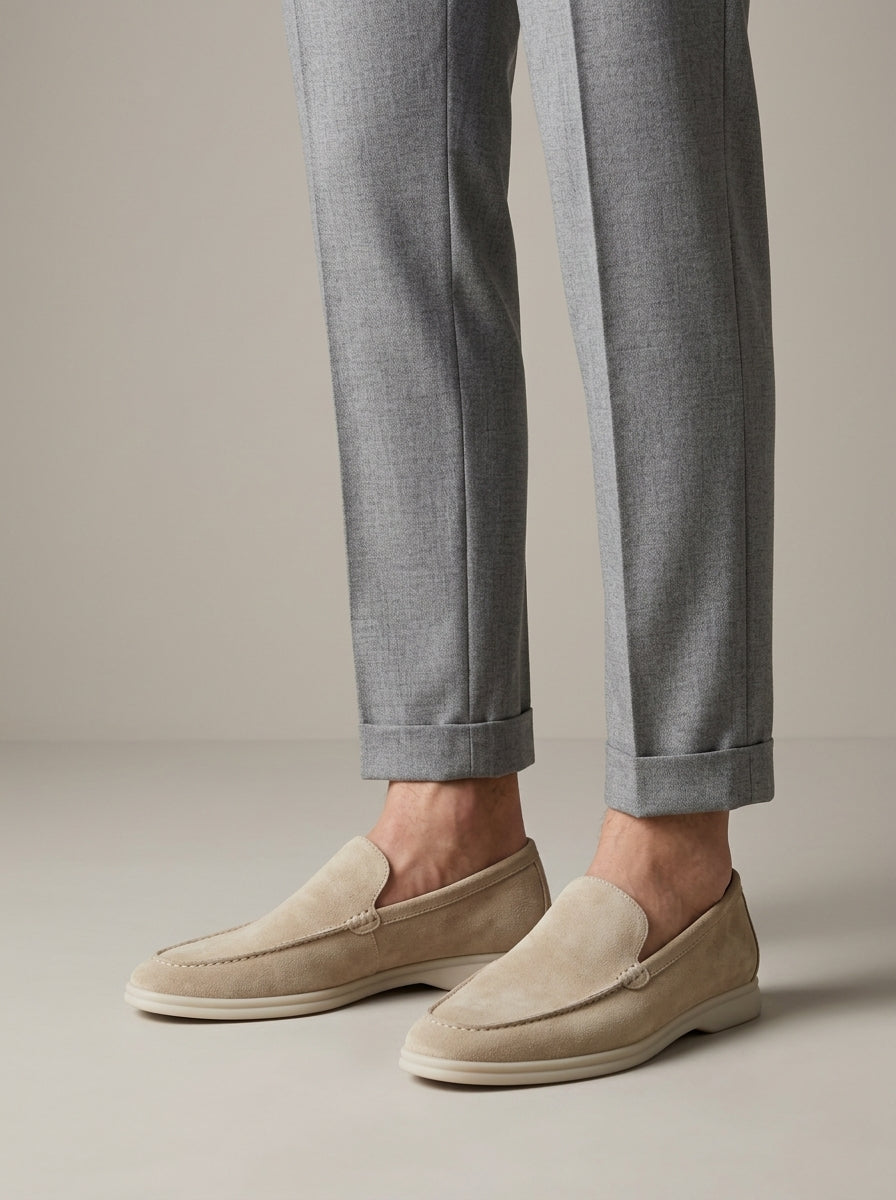 Men’s Suede Slip-On Loafers Moc Toe Soft Sole Casual