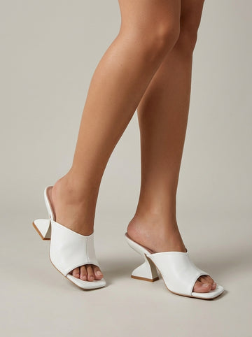 Women's Heels Square Toe Mule Slide with Block Heel