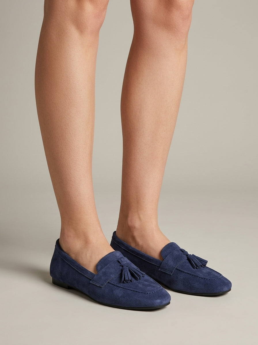 Women's Tassel Loafers Suede Slip-On Flat Sole