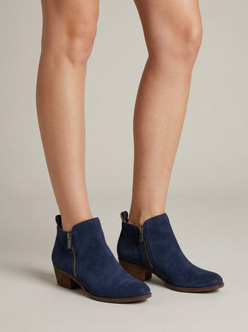 Women's Ankle Boots Pointed Toe Side-Zip Block Heel