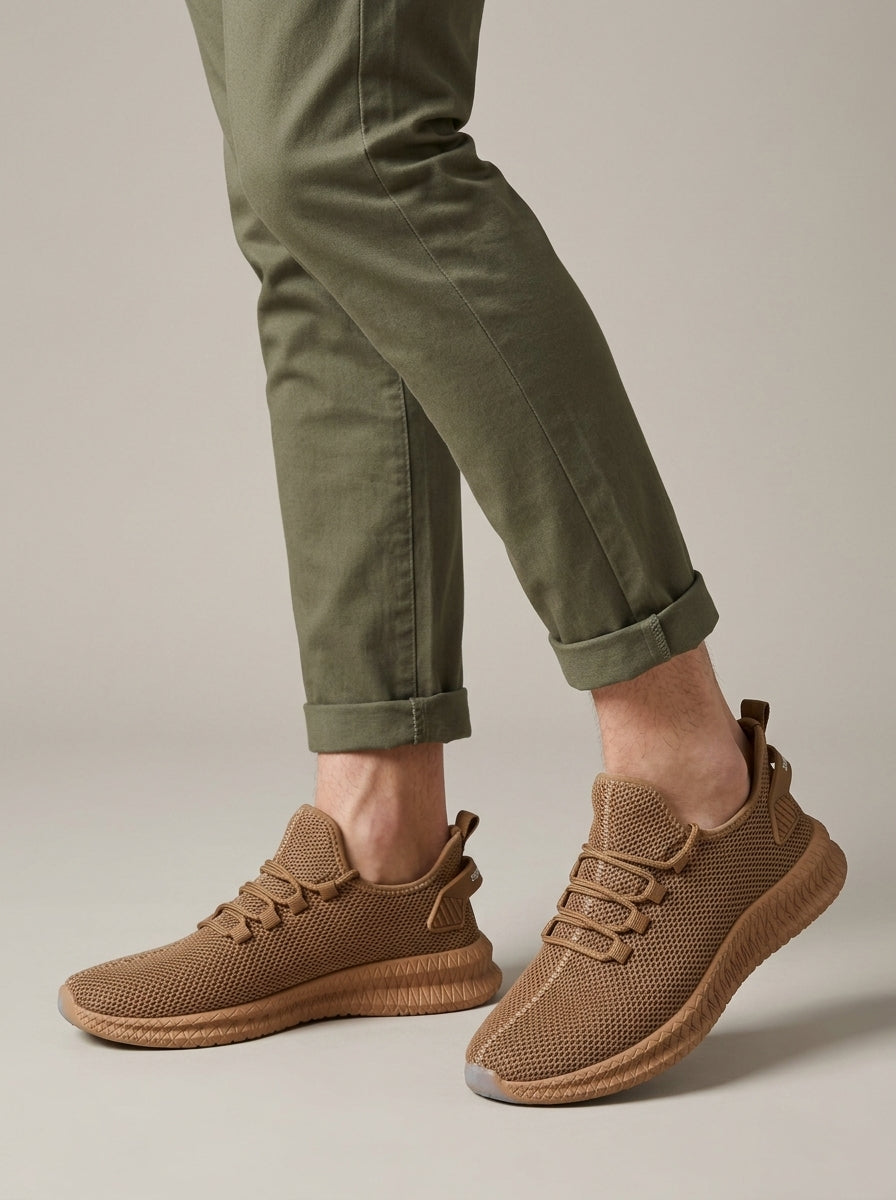 Men's Sneakers Mesh Upper - Textured Rubber Sole - Lace-Up