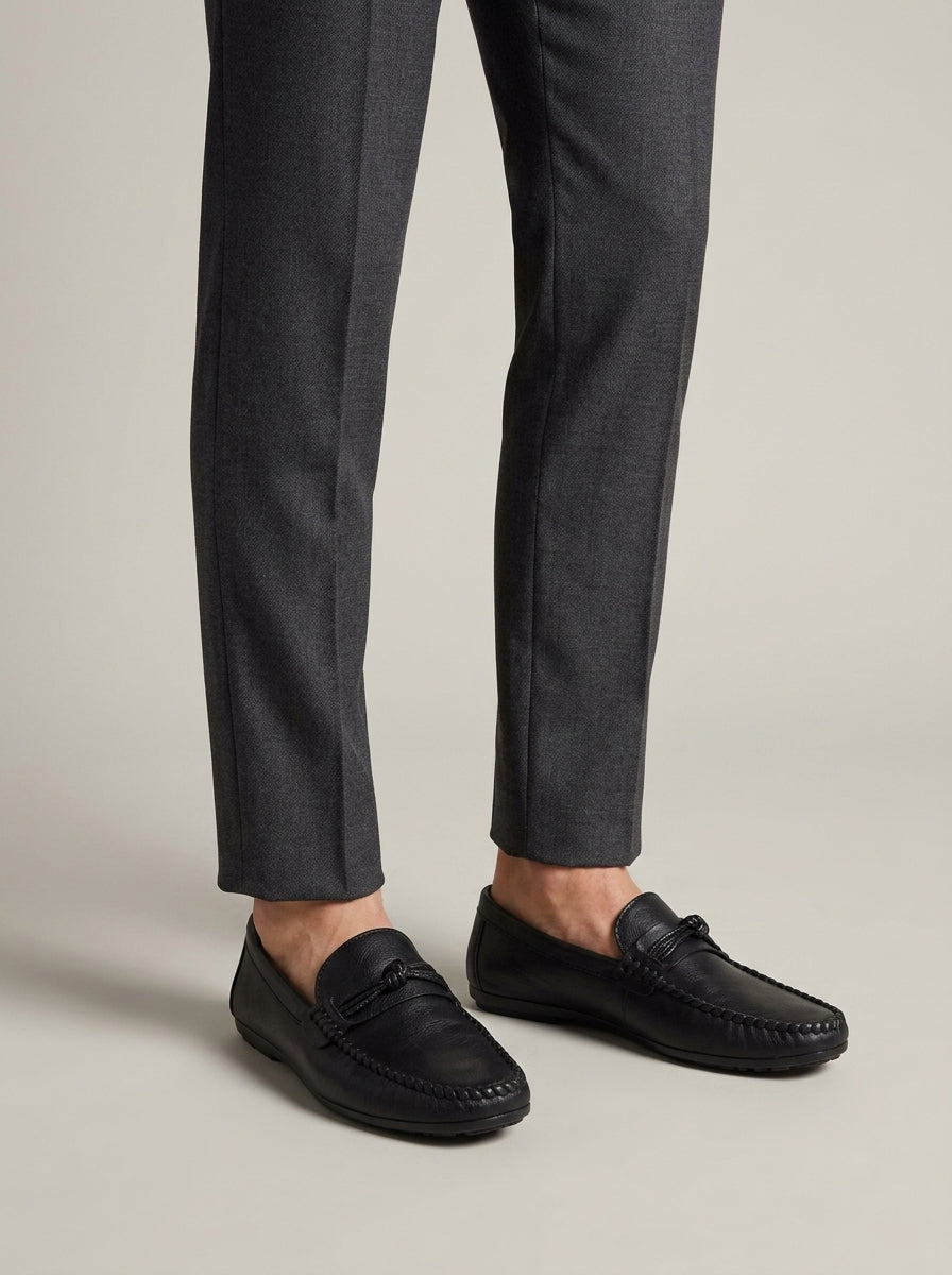Men's Penny Loafers Moc-Toe - Knotted Tie Detail - Slip-On Flats