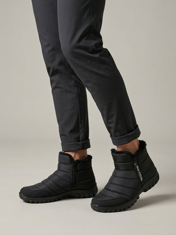 Men's Ankle Boots Quilted Faux-Fur Lined Side Zip