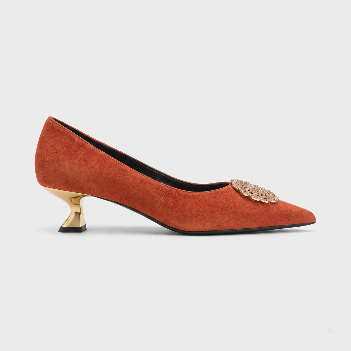 Women's Kitten Heels Pointed Toe Suede Embellished Pumps