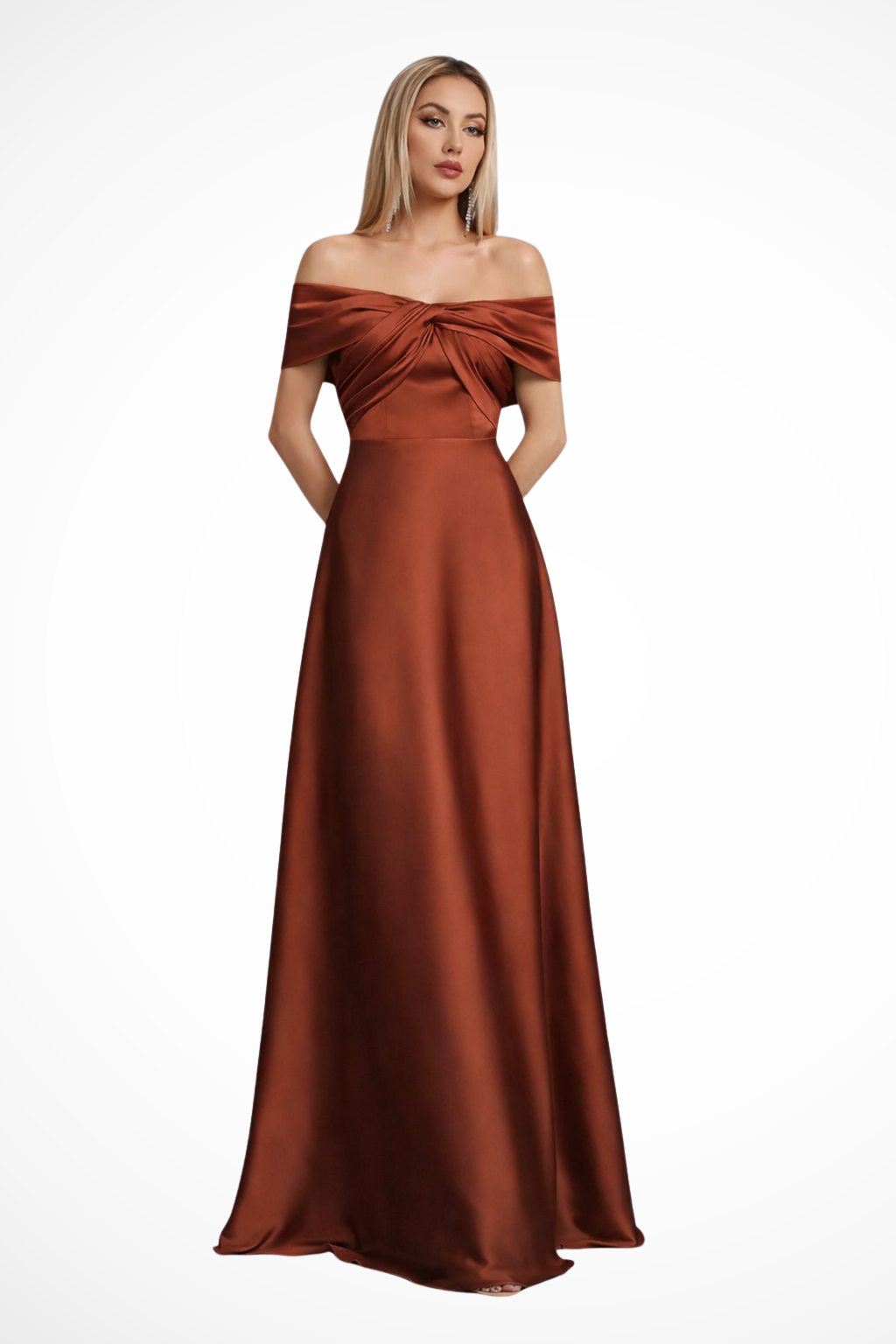 Rosalind | Elegant Off Shoulder Twisted Knot Formal Maxi Dress