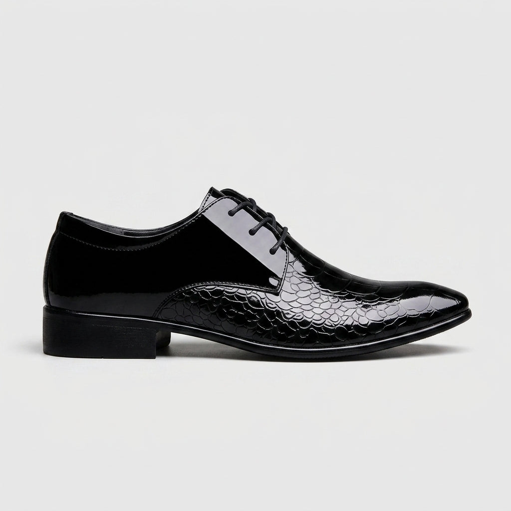 Men's Oxford Dress Shoes Pointed Toe Patent Leather Lace-Up