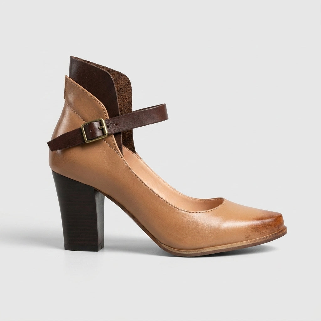 Women's Heels Mary Jane Ankle Strap Block Heel Two-Tone