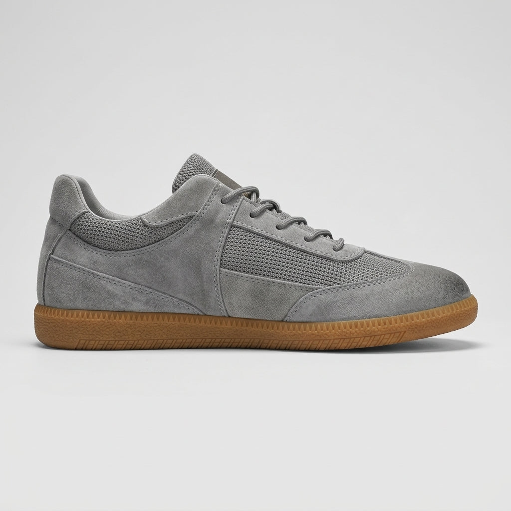 Men's Low Top Sneakers - Round Toe Lace-Up Shoes with Mesh Panels