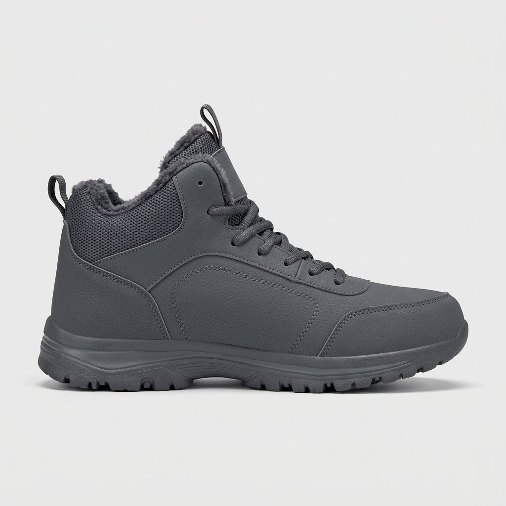Men's Ankle Boots Lace-Up Fur-Lined Round Toe Rugged Tread
