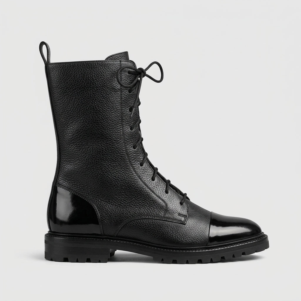 Women's Boots Mid-Calf Lace-Up Platform Block Heel Vintage Style