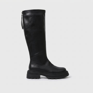 Women's Knee High Boots Platform Sole Back Zip Chunky Lug Sole