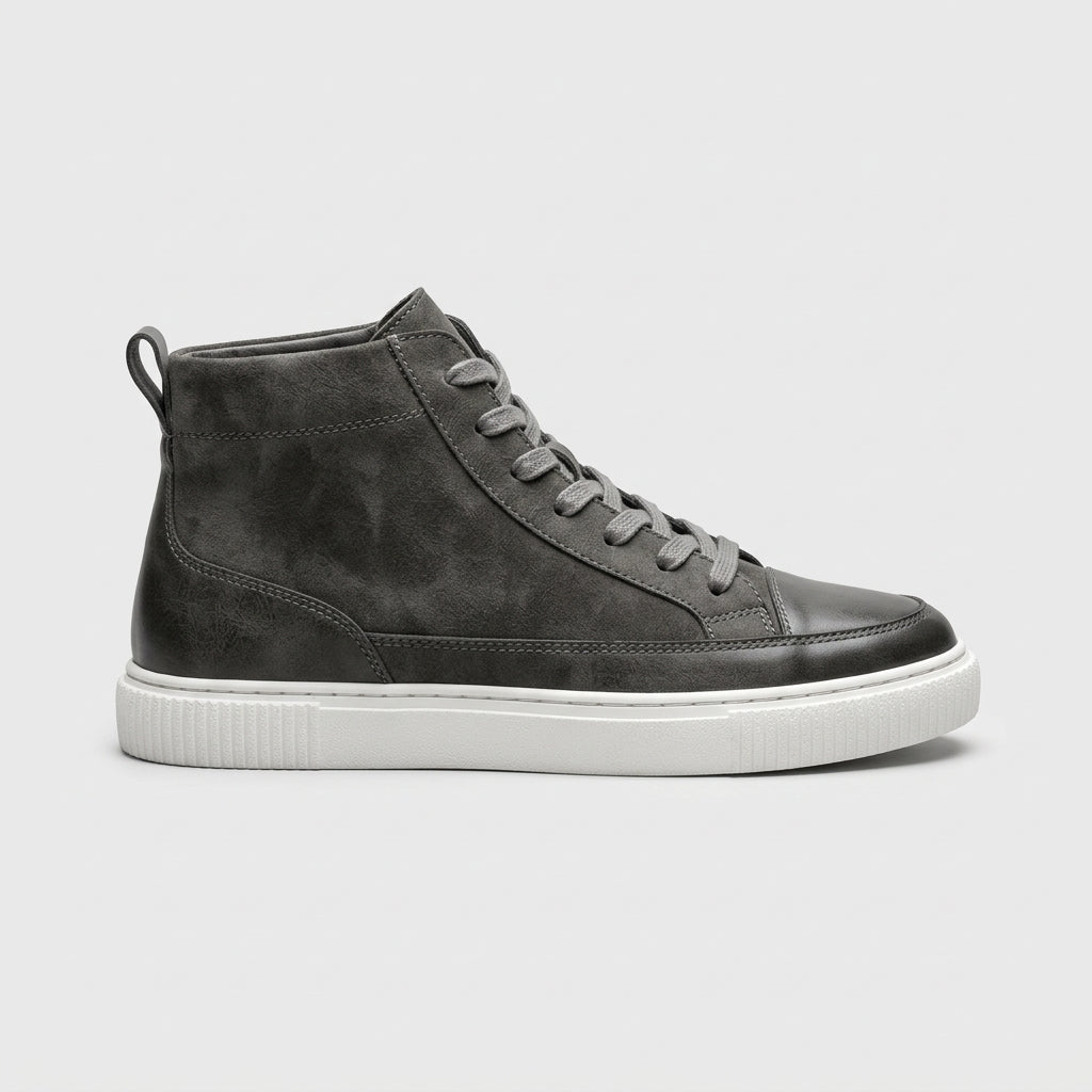 Men's High-Top Sneakers - Lace-Up - Platform Sole - Ankle Height