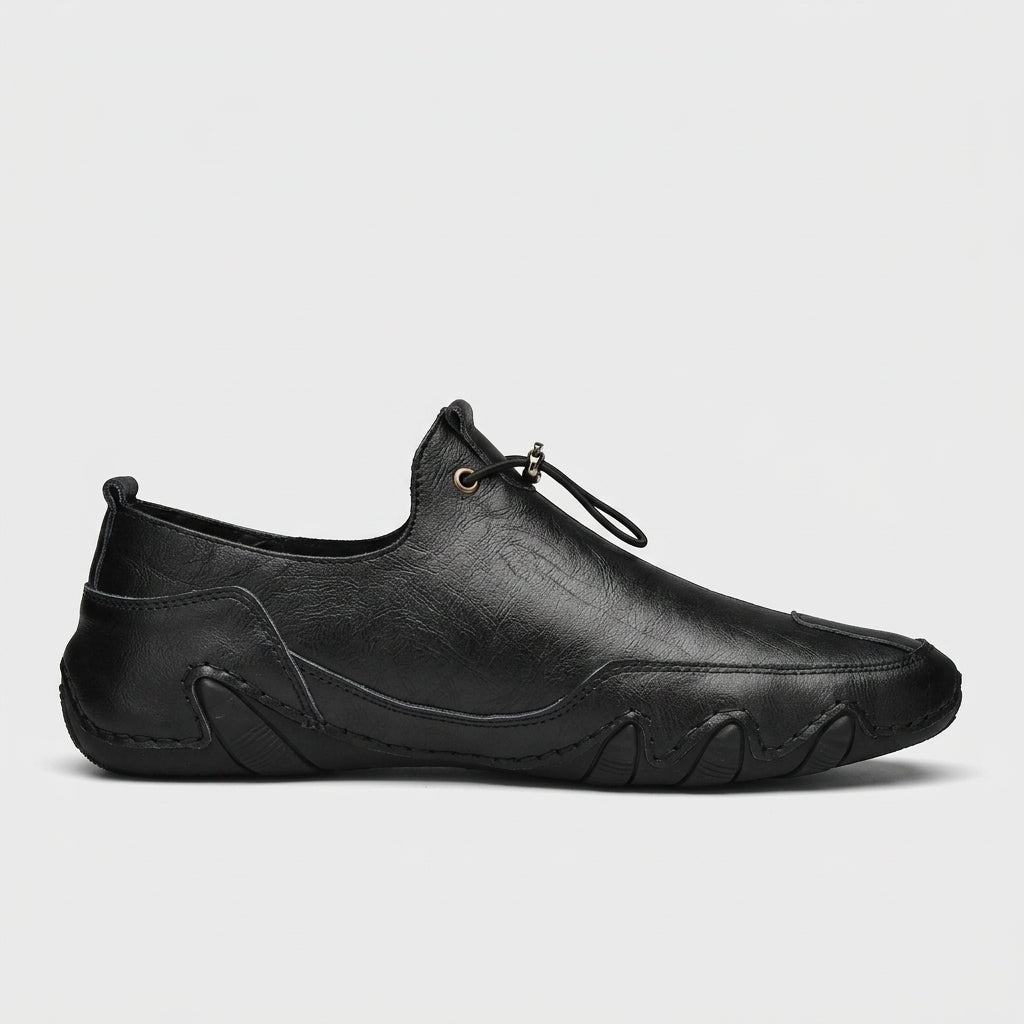 Men's Loafers Genuine Leather Slip-On Elastic Lacing