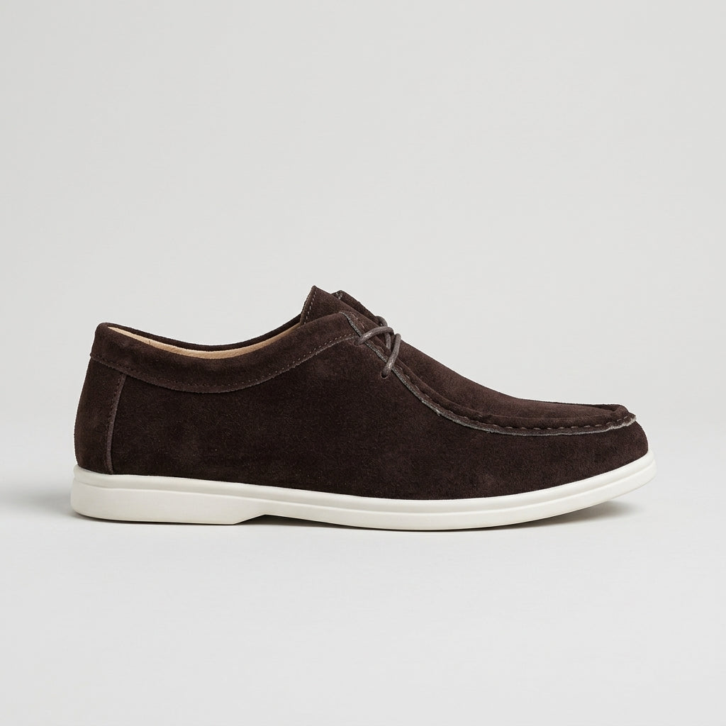 Men’s Lace-Up Suede Moccasin Casual Shoes Soft Sole