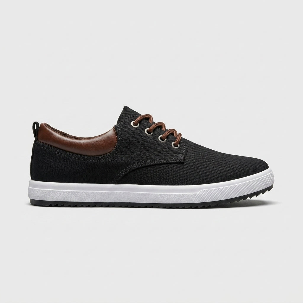 Men's Sneakers Canvas Lace-Up Low-Top Round Toe Rubber Sole