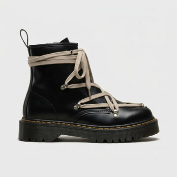 Women's Leather Lace-Up Ankle Boots with Side Zip and Lugged Sole