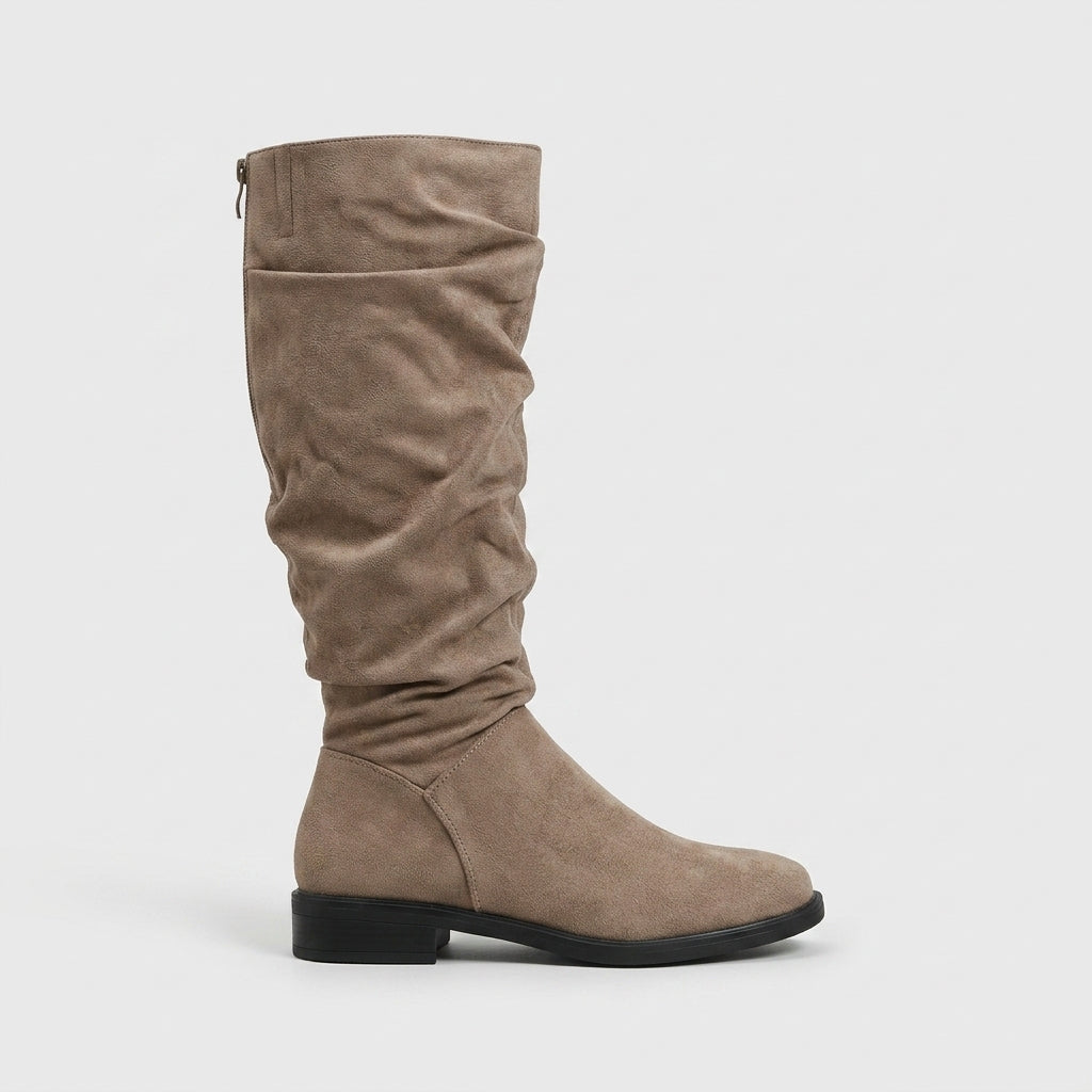Women's Slouchy Suede Over-the-Knee Boots with Round Toe