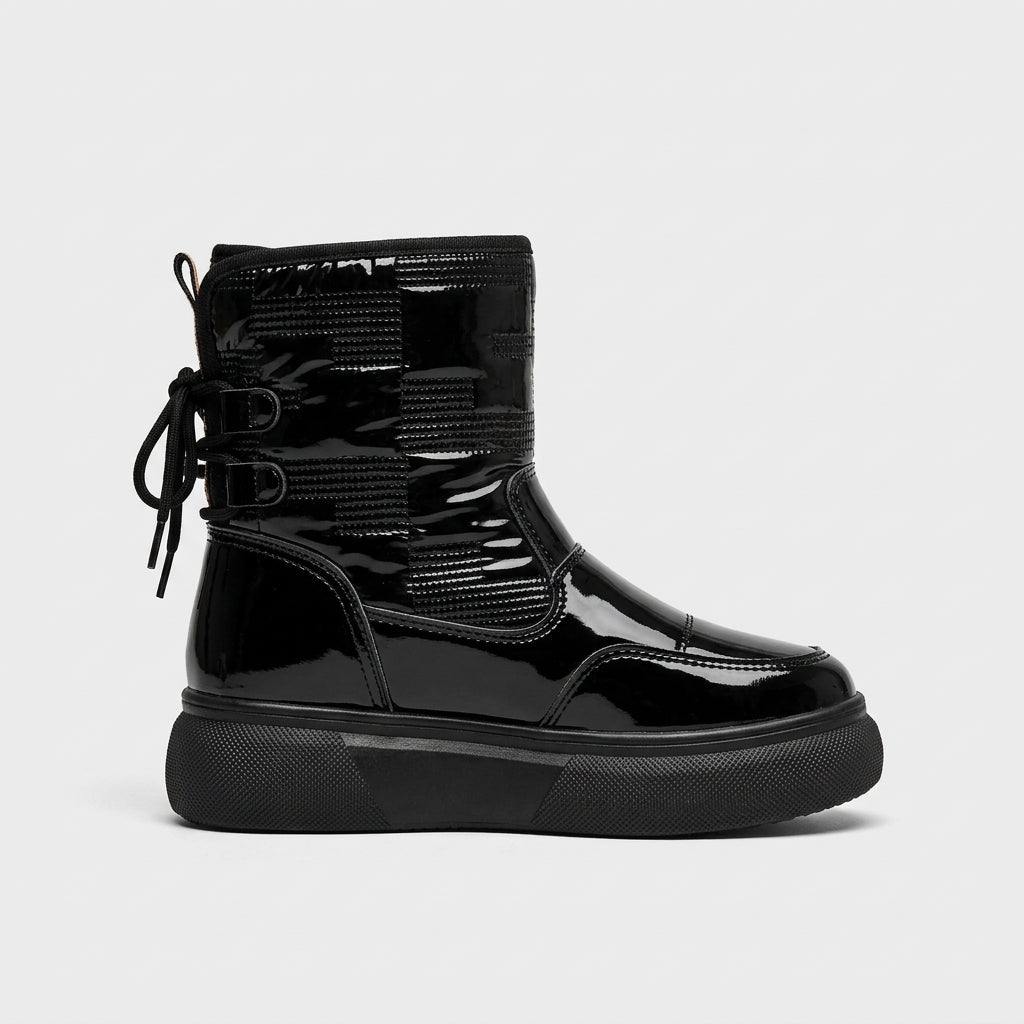 Women's Quilted Ankle Boots with Lace-Up Closure and Platform Sole