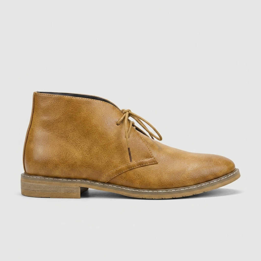 Men's Chukka Boots - Ankle-High - Lace-Up - Low Block Heel