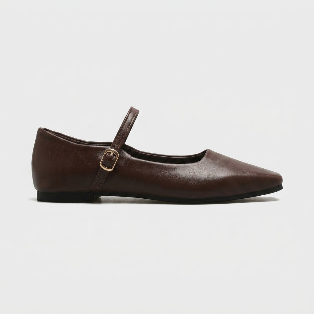 Women's Flats Square Toe Mary Jane Buckle Strap Low Heel