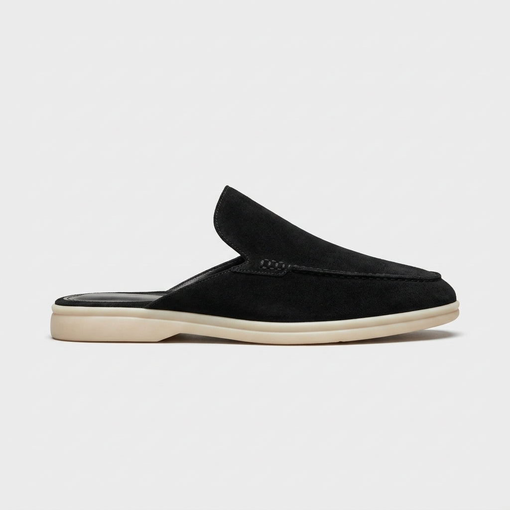 Men's Loafers Backless Mule Slip-On Suede Flat Heel