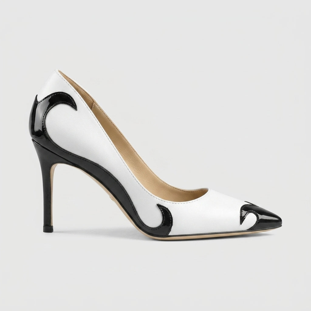 Women's Pointed Toe Pumps with Contrast Swirl Detail