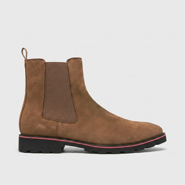 Men's Suede Chelsea Boots with Elastic Side Panel and Pull Tab