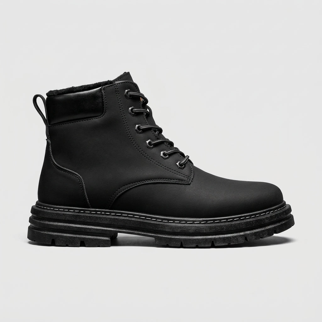 Men's Fur-Lined Lace-Up Boots with Chunky Platform Sole