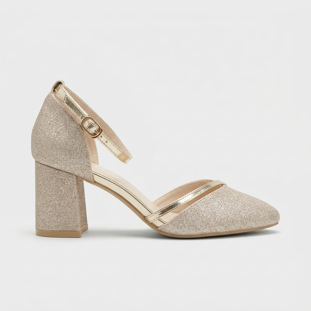 Women's Block Heels Pointed Toe Ankle Strap Closed Toe