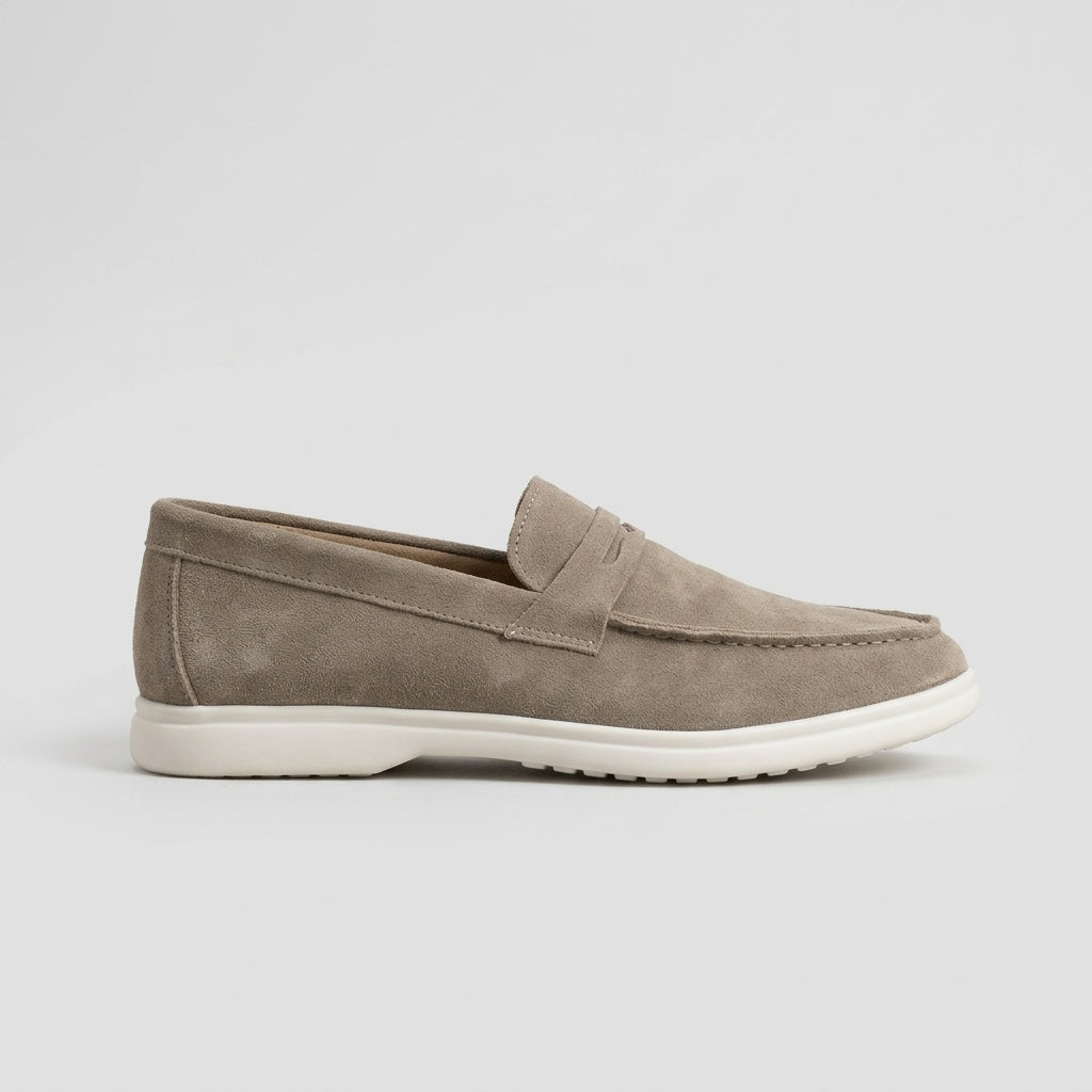 Women's Penny Loafers Suede Slip-On Moccasin Stitching