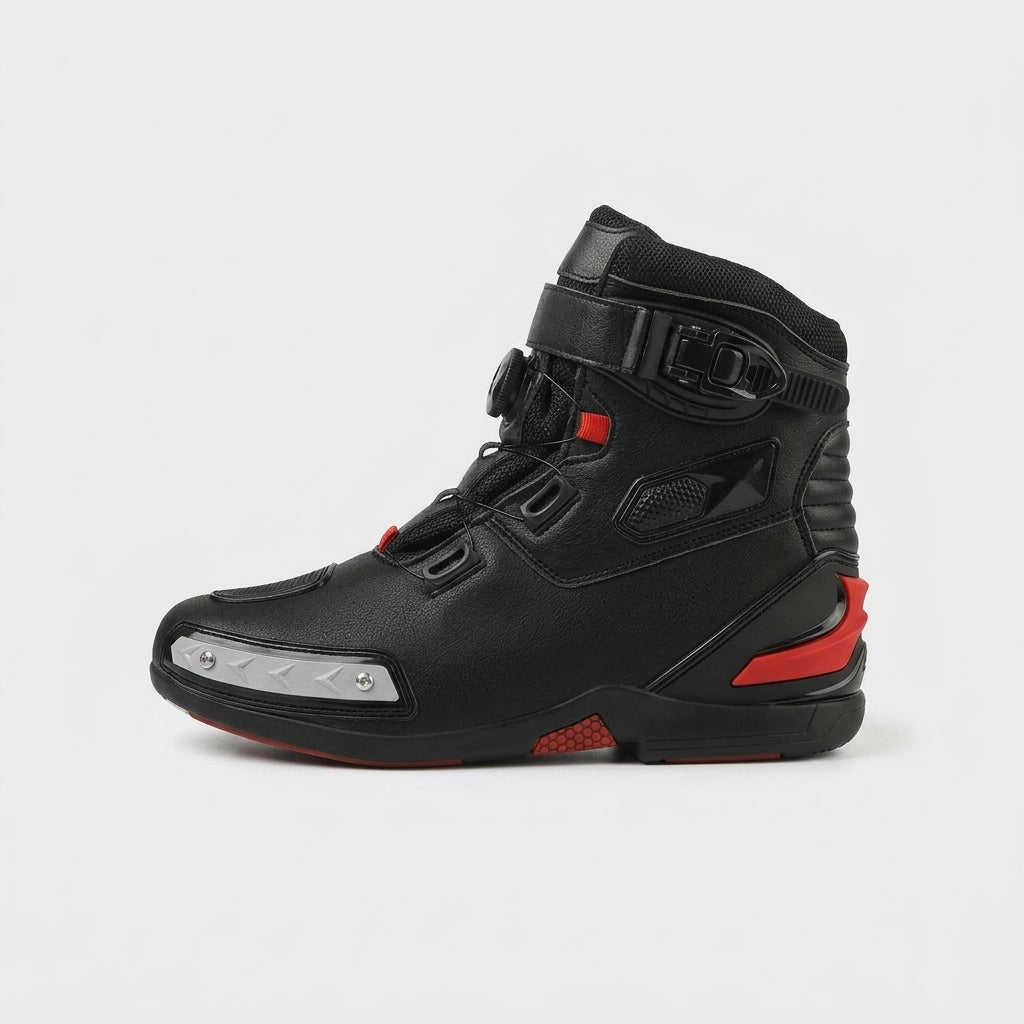 Men's Ankle Boots with Buckle Strap Closure and Dial Lacing System