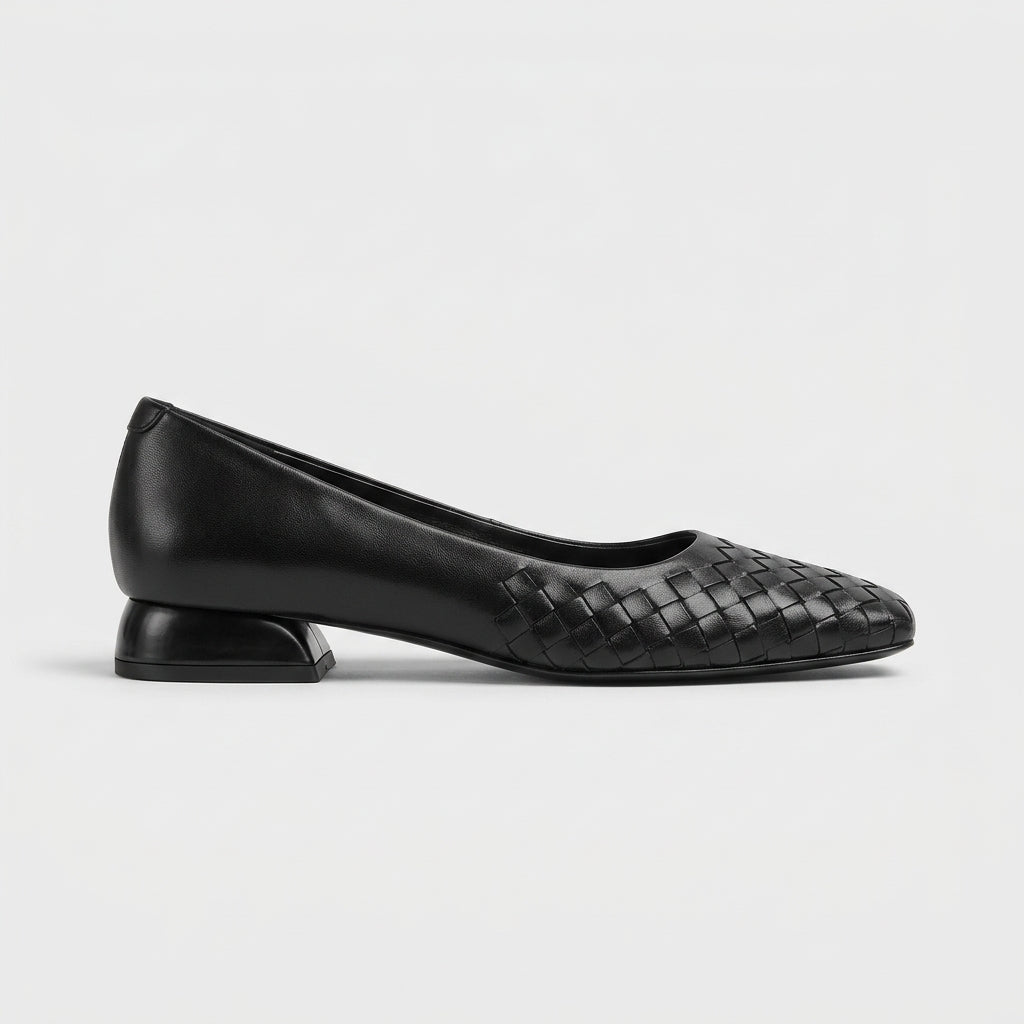 Women's Refined Woven Toe Low Block Heel Pumps
