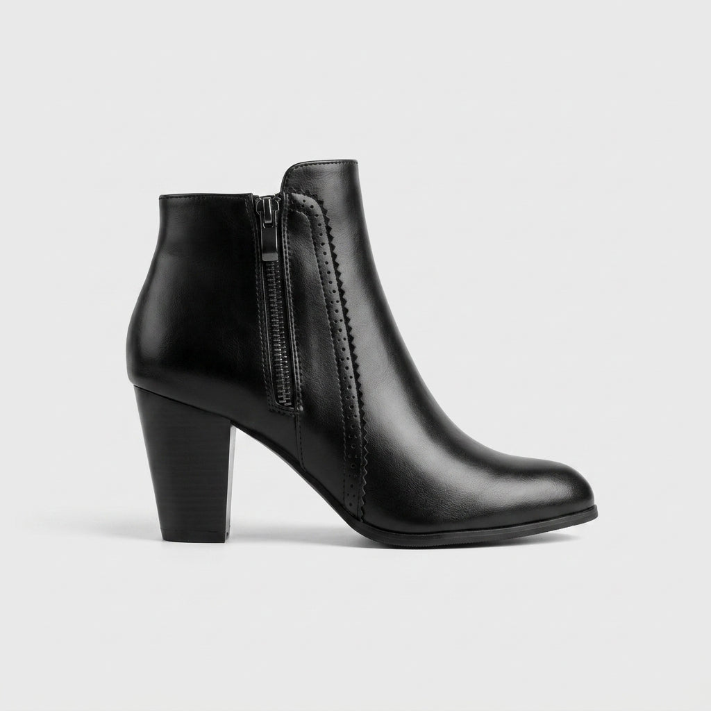 Women's Ankle Boot with Block Heel and Side Zip