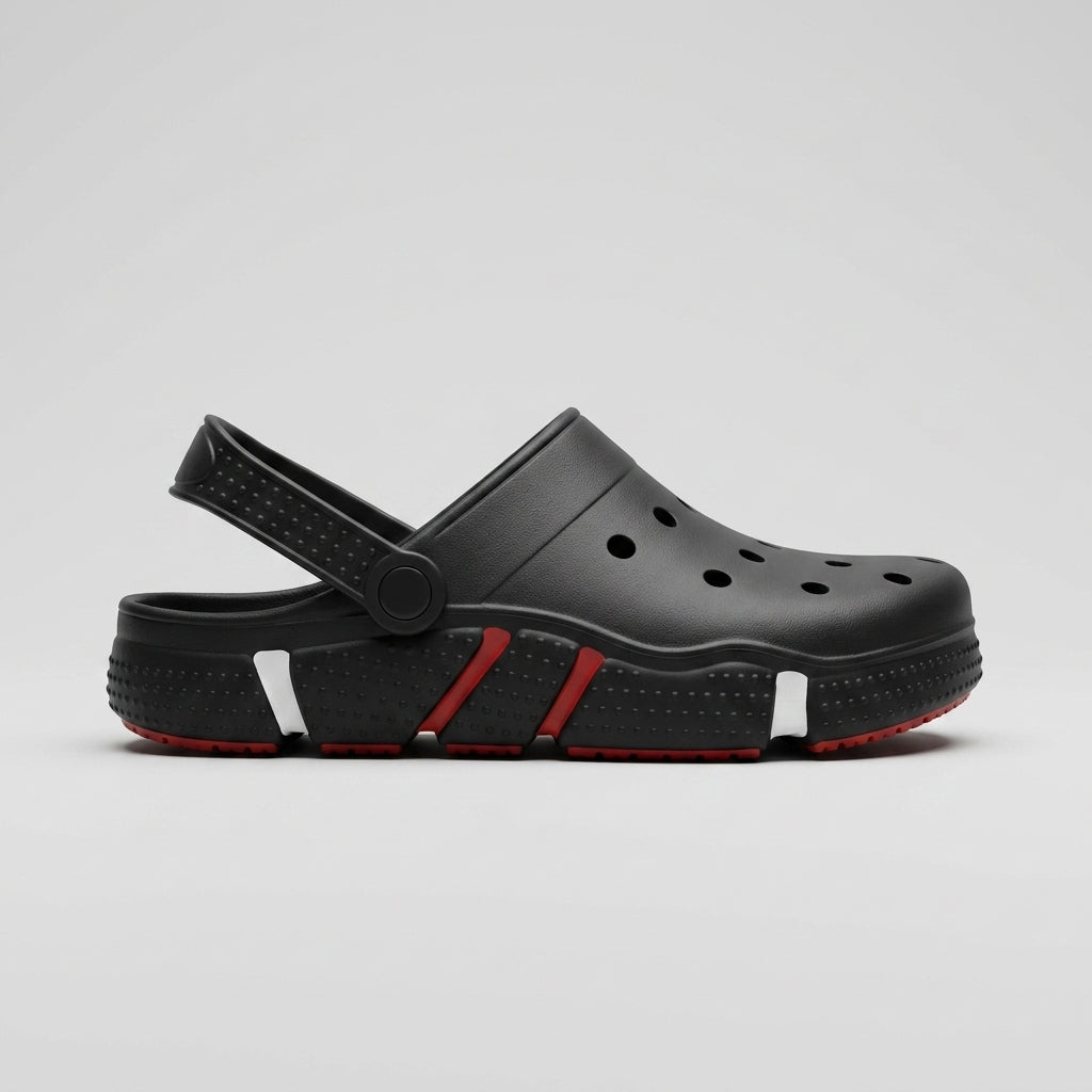 Men's Clogs Perforated Slip-On Adjustable Heel Strap Textured Sole