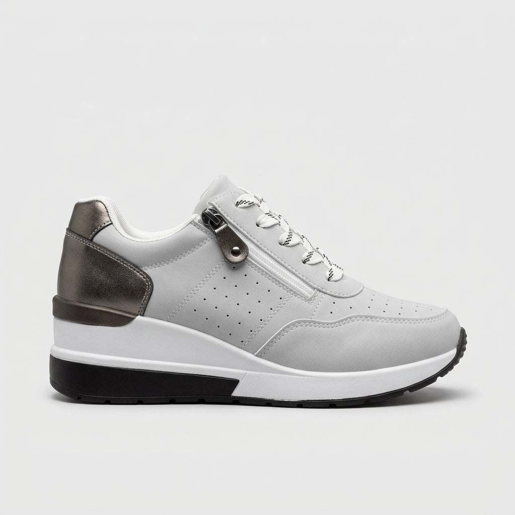 Women's Sneakers Low-Top Platform Lace-Up Side Zip
