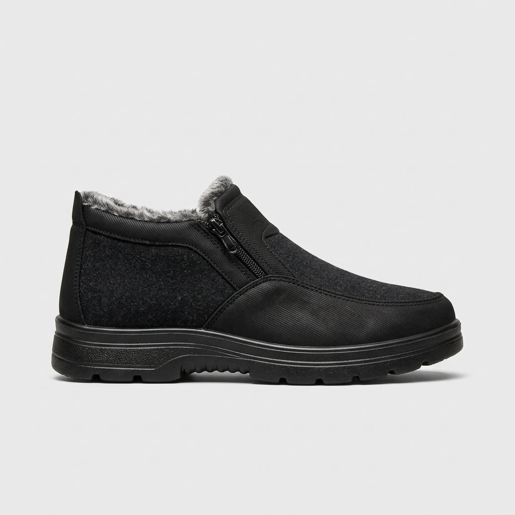 Men's Ankle Boots Faux Fur Lined Side Zip Lug Sole