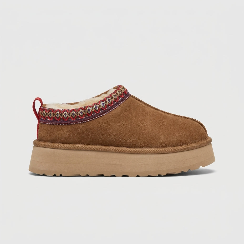 Women's Slippers Platform Slip-On Clog Sherpa-Lined Suede