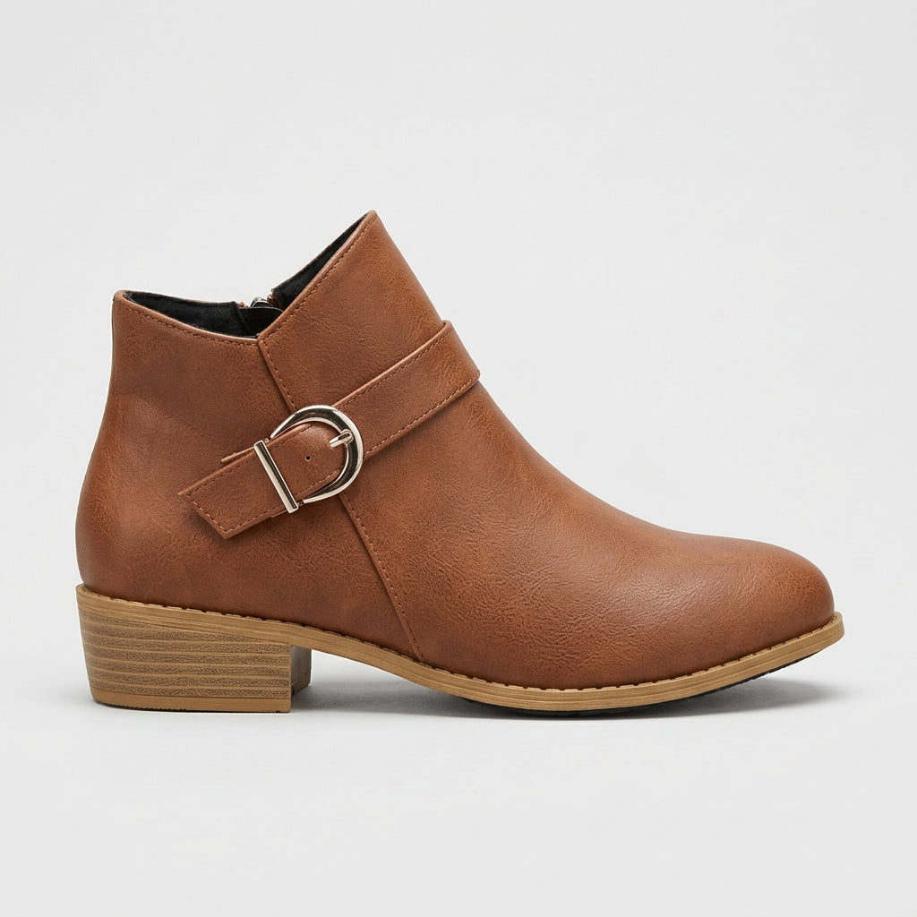 Women's Ankle Boots Pointed Toe Side-Zip Block Heel