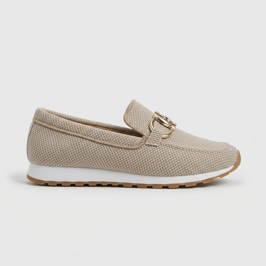 Women's Slip-On Loafers with Buckle-Link Accent and Platform Sole