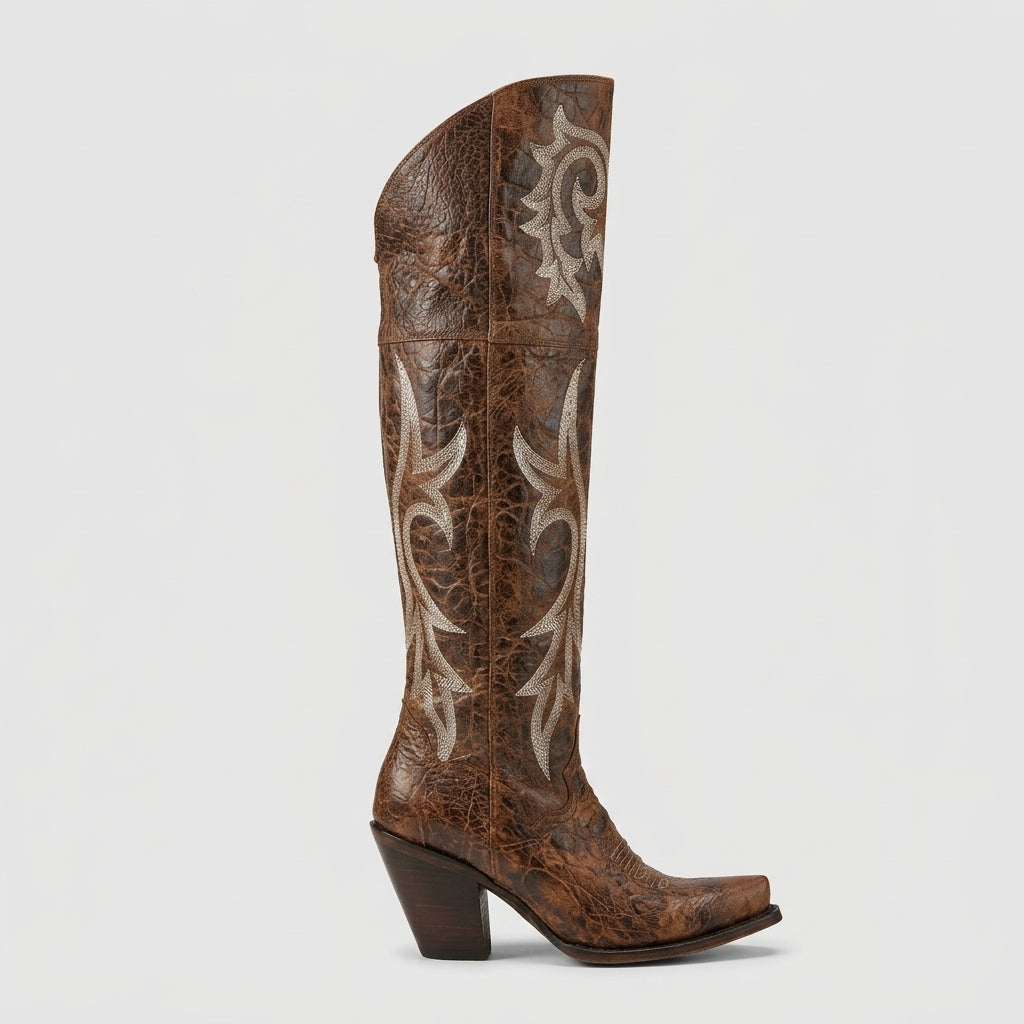 Women's Over-The-Knee Boots Pointed Toe Block Heel Zipper Closure