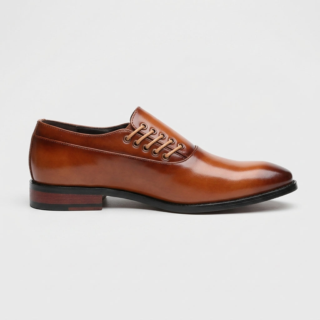 Men's Dress Shoes Pointed Toe Side Lace-Up Low Heel