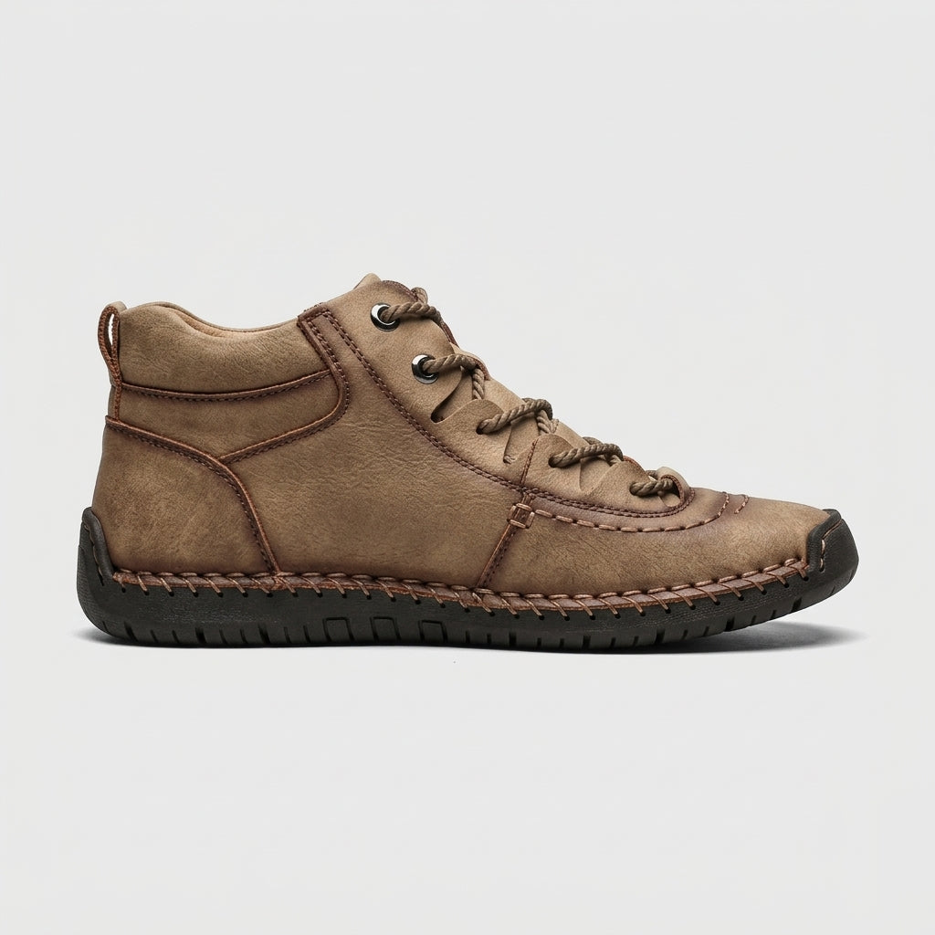 Men's Ankle Boots Mid-Top Lace-Up Hand-Stitched Rubber Sole