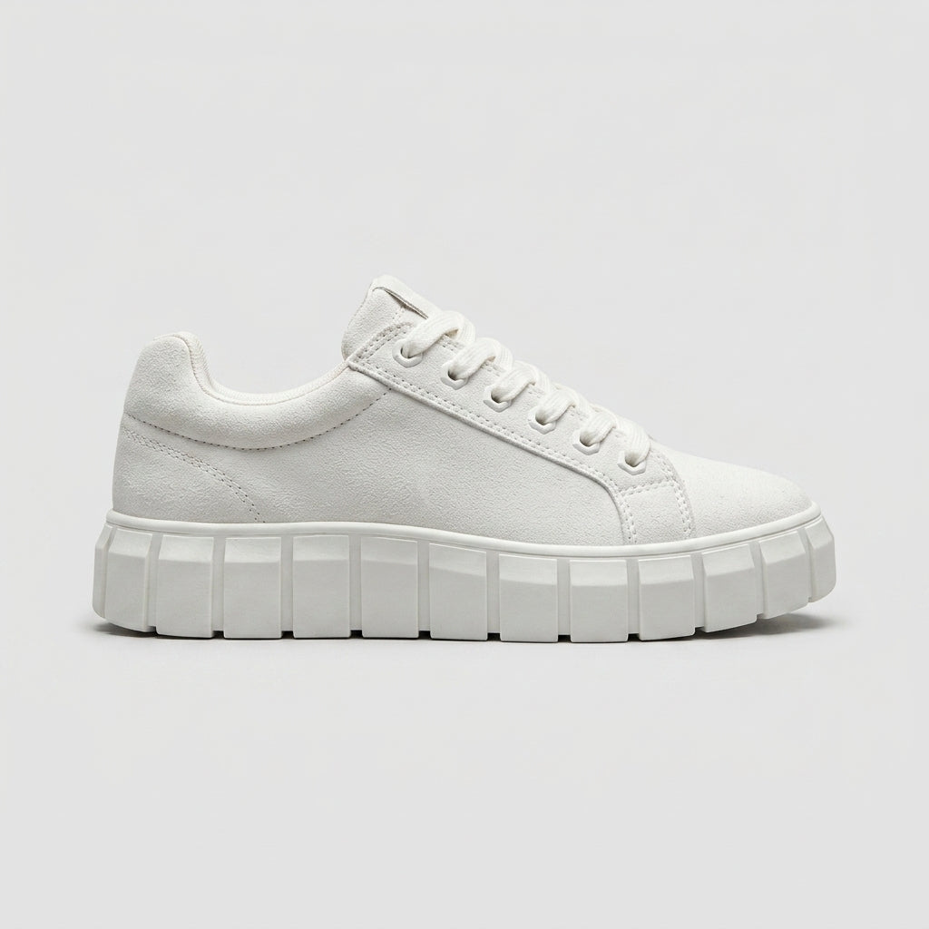 Women's Platform Sneakers Low-Top Lace-Up Canvas Chunky Sole