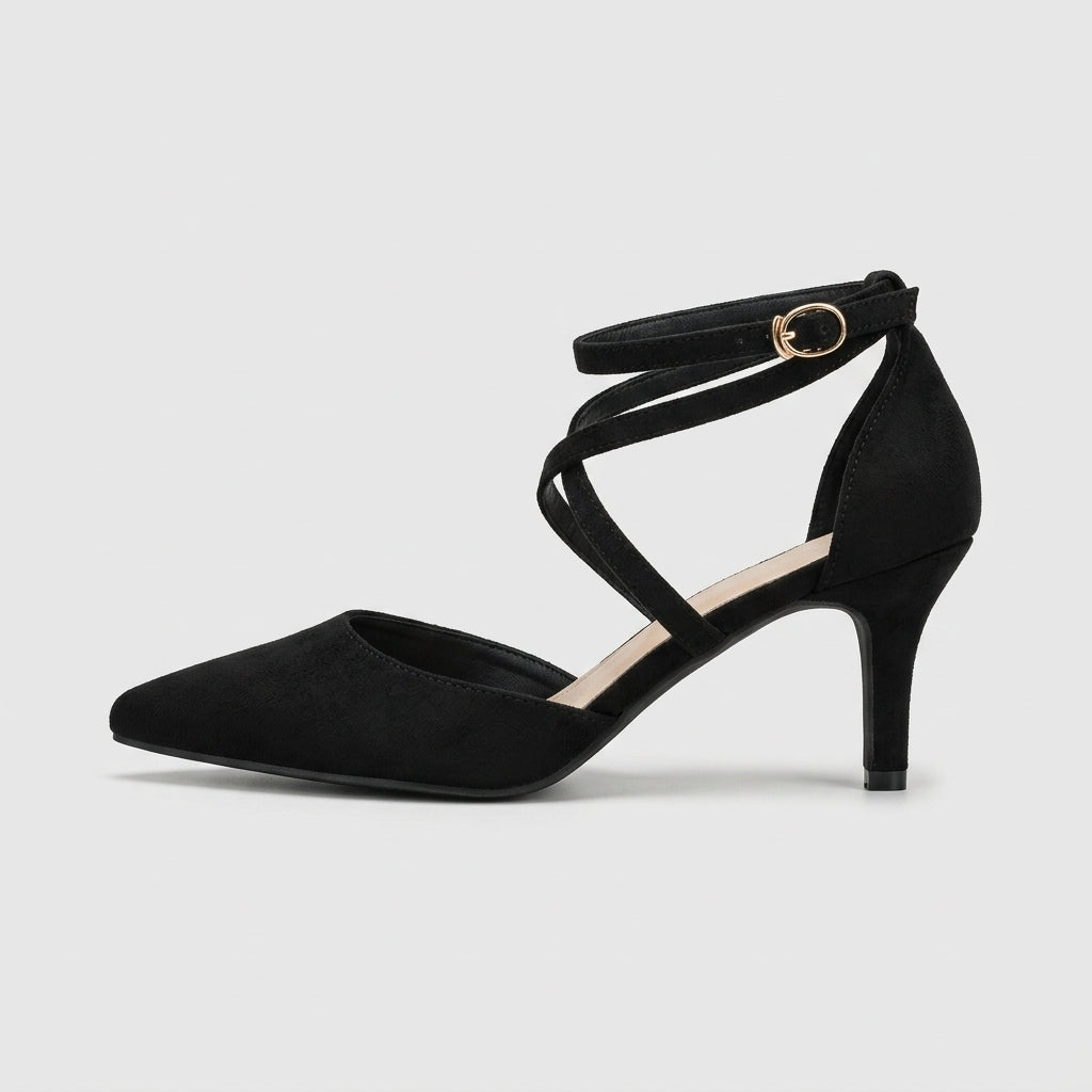 Women's Heels Pointed Toe Kitten Heel Ankle Strap Closure