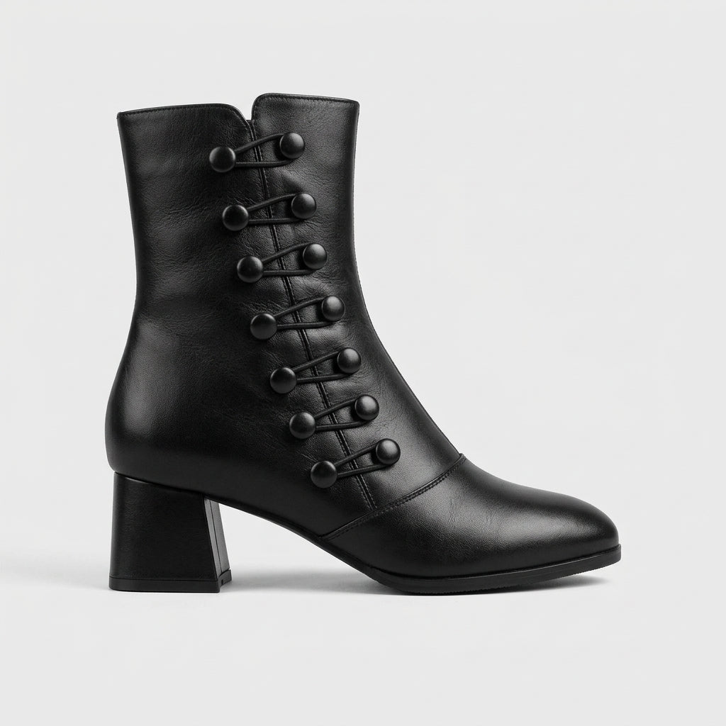 Women's Ankle Boots Lace-Up Detail Block Heels Side Zip