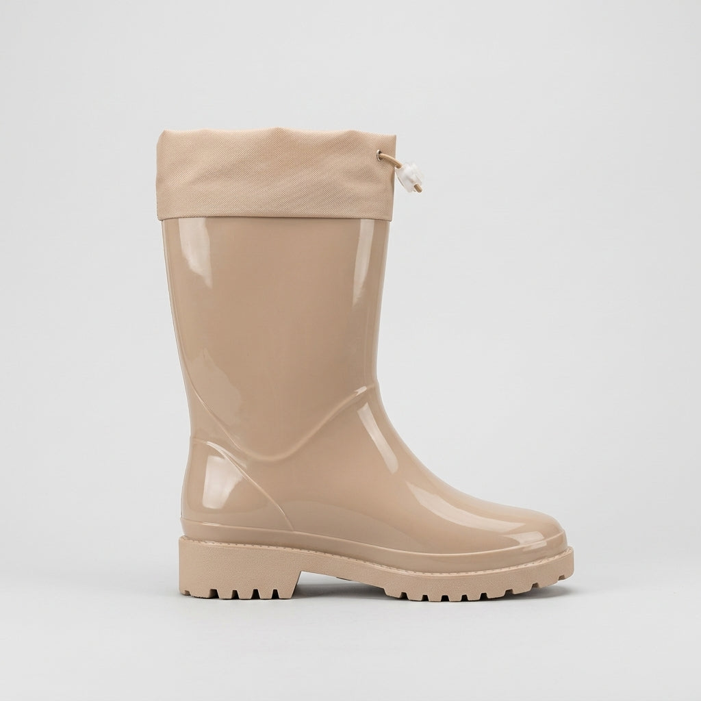 Women's Boots Mid-Calf Foldover Drawstring Cuff - Lug Sole