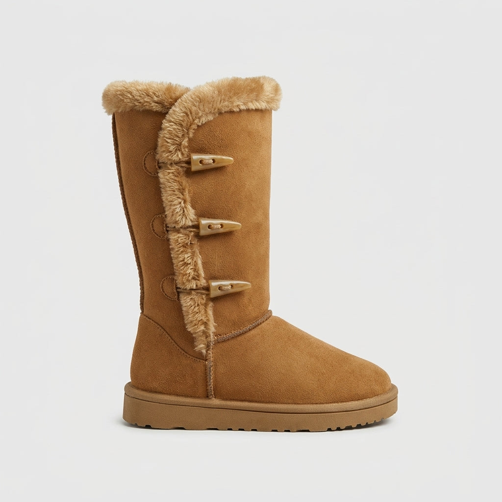 Women's Mid-Calf Boots Fur-Lined Toggle Closure Flat Sole